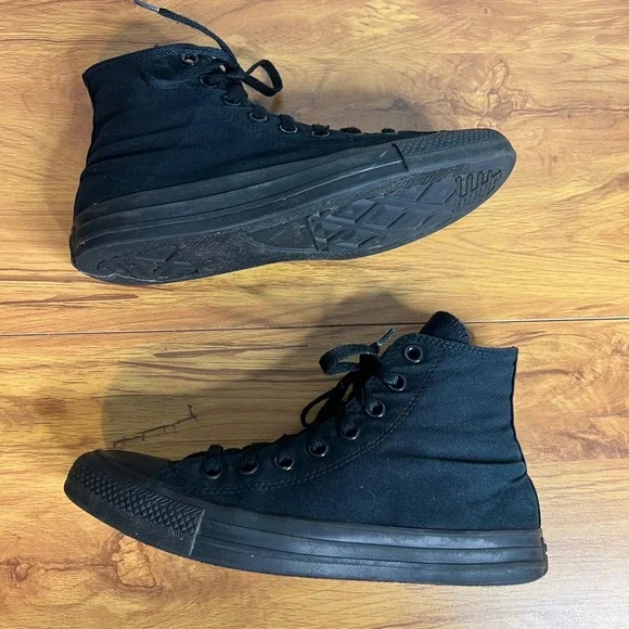 Converse Chuck Taylor All Star Hi Mens 7 Womens 9 Black Monochrome‎ Canvas - Picture 5 of 10